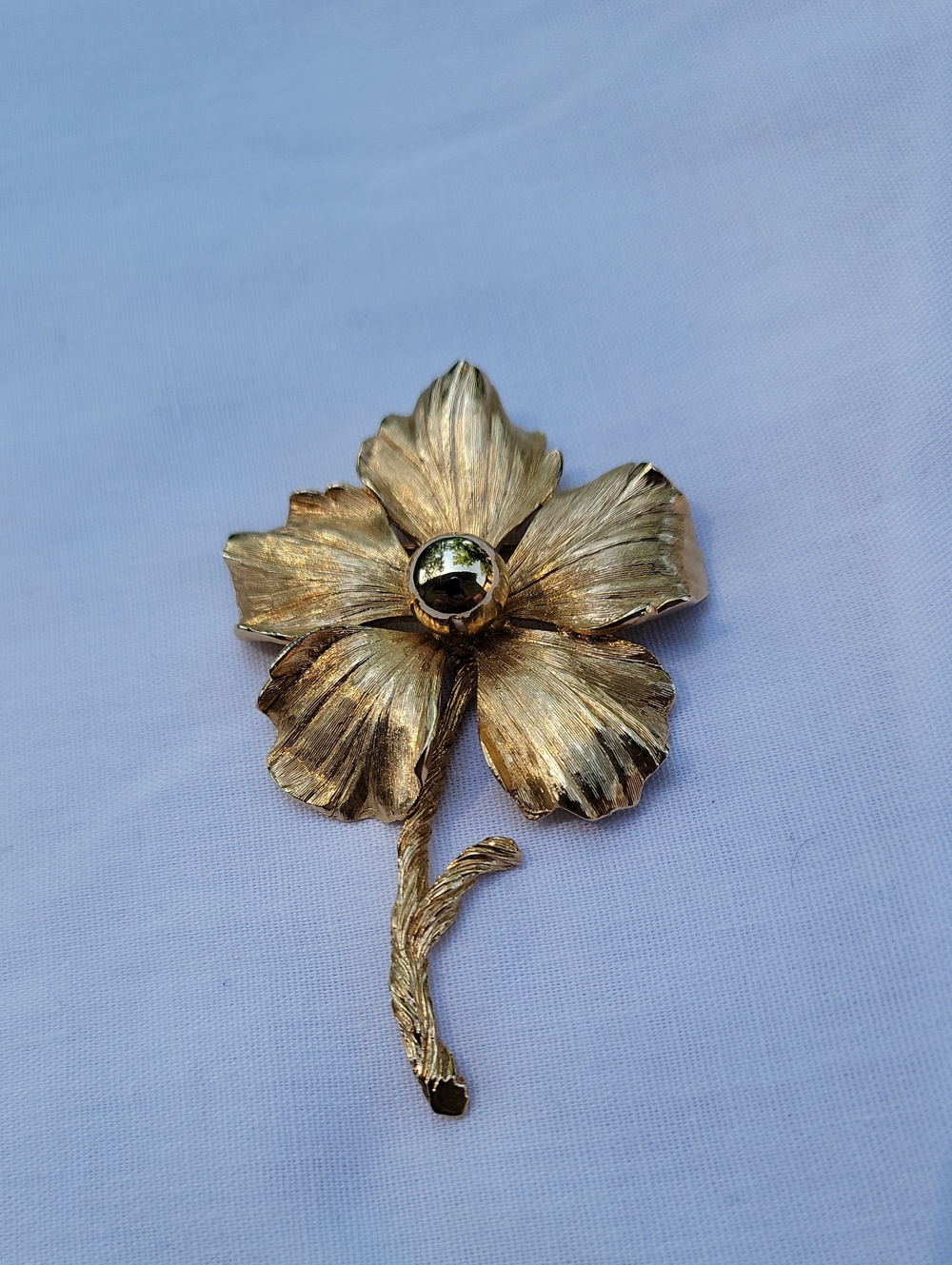 Vintage Pastelli Gold Tone Floral Stem Brooch - Elegant Women’s Jewelry